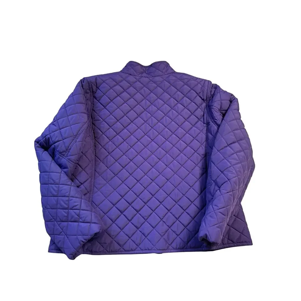 Lauren Ralph Lauren Quilted Jacket Womens XL Purple Zip Up Barn Puffer Coat Tee